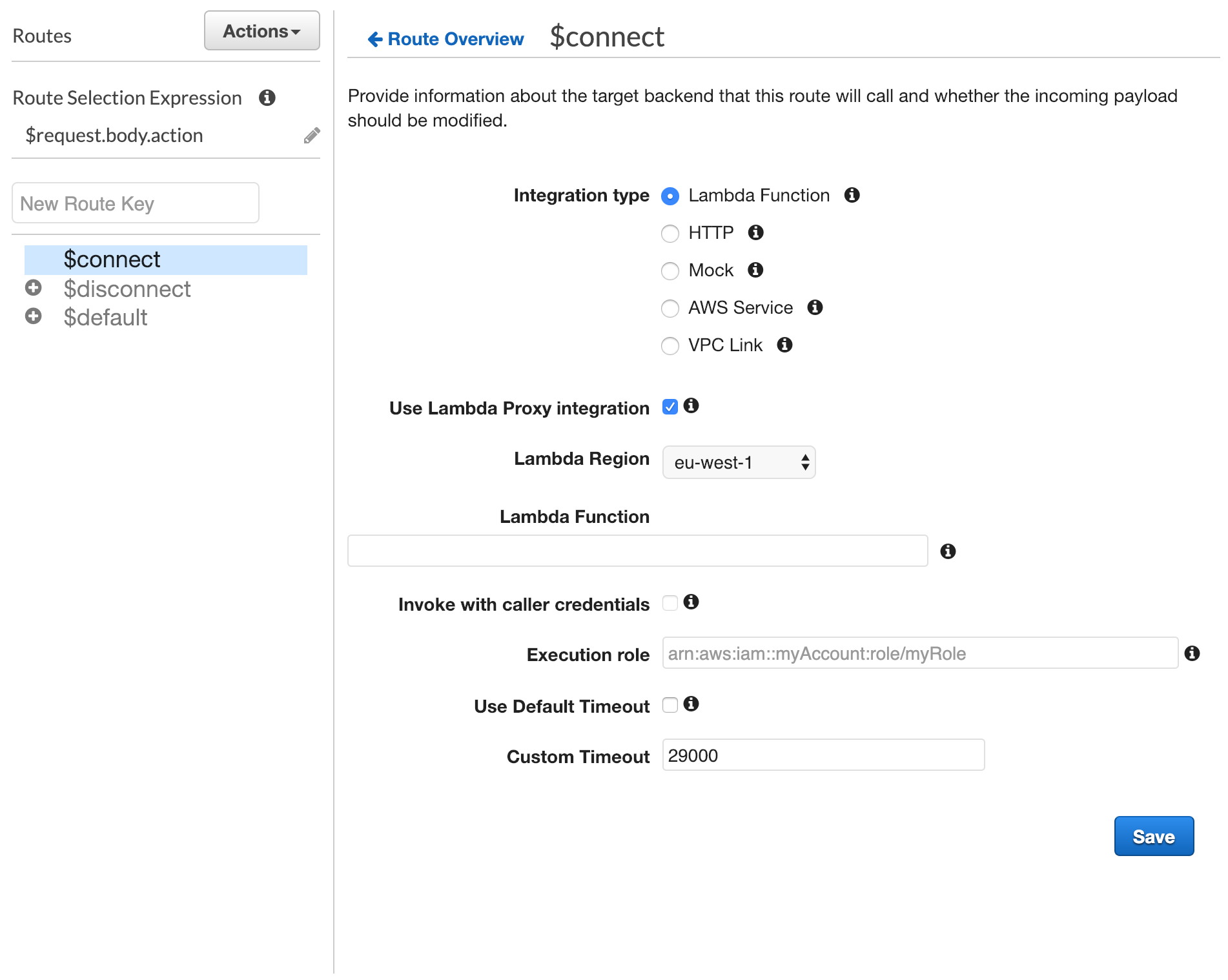 new websocket route